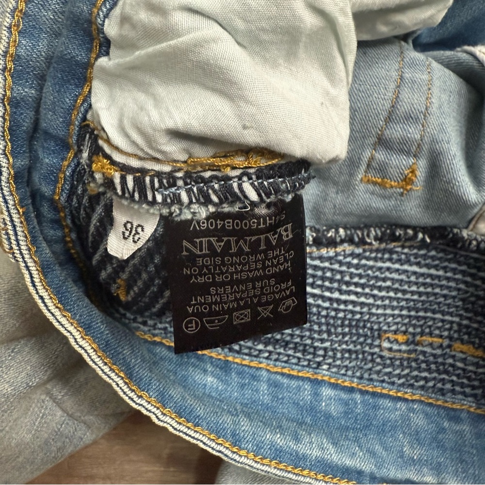 Balmain Men's Skinny Biker Jeans Men's Light Blue Jeans Size 36 - Picture 11 of 16